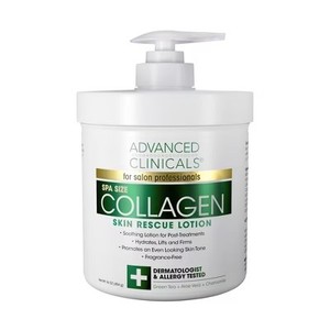 lot 2524 image: Advanced Clinicals Collagen Cream. Body Lotion & Face Moisturizer for Tightening Skin, 16 Oz