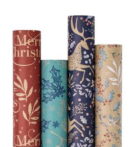 lot 2637 image: RUSPEPA Christmas Wrapping Paper, Kraft Paper - 4 Rolls - 30 inches x 10 feet per Roll