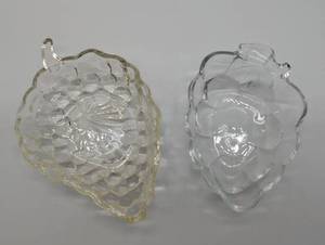 Clear Glass Leaf-Shaped Candy Dishes
