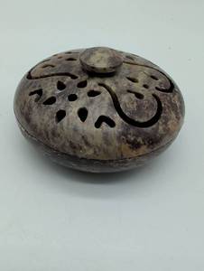 lot 11141 image: Carved Soapstone Lidded Bowl