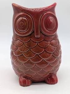 lot 11161 image: Red Ceramic Owl Figurine