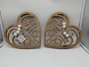 lot 11162 image: Decorative Wooden Heart Wall Hangings