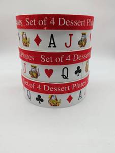 lot 11167 image: Playing Card Dessert Plates, 3 sets of 4 each in decorative boxes