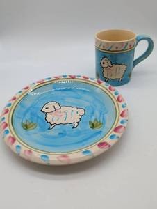 lot 11180 image: Sheep Collection 2-Piece Snack Set, in box