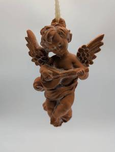lot 11183 image: Terra Cotta Angel Ornament with Mandolin