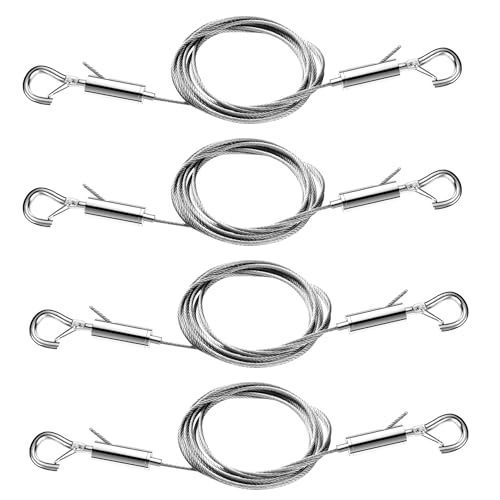 lot 34814 image: 4PCS Adjustable Picture Frame ,Mirror Hanging Wire Kit,6.6FT Heavy Duty Stainless Steel Rope for Hanging Pictures,Mirrors,Light Lamp,Billboards,Basket,Flowerpot,Hold Up to 66lbs - Retail $10