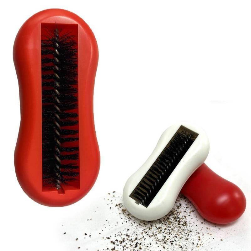 lot 34775 image: Table Crumb Sweeper 1 Pack White or Red 5.5 X 2.75 Inches Cleanning Brush Reusable Handheld Crumb Sweeper Nutshell Soft Bristles Debris Collector for Table Mat Bed Cleaner Rolling Portable Vacuum - Retail $7