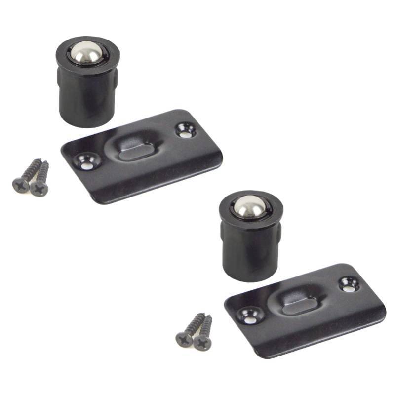 lot 34776 image: 2 Pack Drive-in Ball Catch with Strike Plate, Bullet Catch Door Hardware, Ball Stainless Steel Brushed Diecast Stain Finish, Black