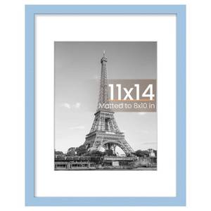 lot 61881 image: 11x14 Picture Frame, Display Pictures 8x10 with Mat or 11 x 14 Without, Wall Hanging Photo Frames, Blue, 1 Pack - Retail $10