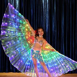 lot 61899 image: LED Isis Wings Light Up Wings Glow Light Up Belly Dance Costumes with Sticks, Led Butterfly Wings with Telescopic Stick for Carnival, Stage, Halloween Christmas Party, Performance Props(Kids Colorful) - Retail $39