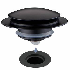 lot 61911 image: Matte Black Tub Drain Stopper, Hidrop Pop Up Universal Tub Drain Tip Toe Bathtub Drain Stopper, Fit 1.375 to 1.5 Inches, Replaces Lift and Turn, Tip-Toe and Trip Lever Drains for Tub, EZ Installation - Retail $19