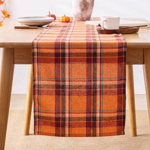 lot 61915 image: Plaid Fall Thanksgiving Table Runner, Autumn Holiday Rust Orange Red Table Runners 72 inches Long, Harvest Decorations Farmhouse Home Kitchen Dining Party Decor - Retail $9