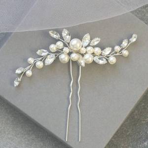 lot 61919 image: Wedding Hair Accessories Bridal Hair Pin Pearl Hair Clip Bride Hair Piece for Women HP179(1 Silver) - Retail $10
