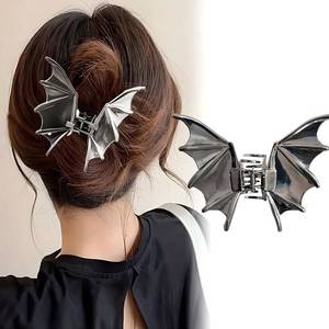lot 61922 image: Gothic Bat Hair Claw Clips - Metal Black Metal, Punk Style for Christmas Halloween & Costume Parties, 1Pcs Hair Clip for Thin Thick Hair Punk & Y2K-Style for Updos & Braids - Retail $7