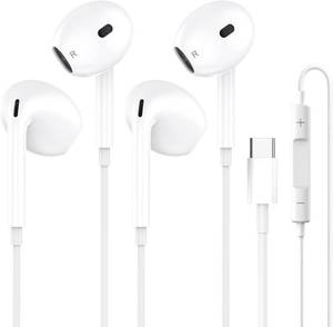 lot 61934 image: 2 Packs USB C Headphones Wired for iPhone 16, Type C Earbuds Earphones with & Volume Control, HiFi Stereo Noise Earbuds Wired for Samsung Galaxy S24S23S22S21S20 Ultra - Retail $13