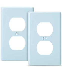 lot 61936 image: Bates- Duplex Receptacle Wall Plates, 2 Pack, Blue Electrical Outlet Cover Plates, Electric Outlet Cover, Wall Outlet Cover, Outlet Plate, Outlet Wall Plate, Wall Outlet Cover Plate - Retail $8