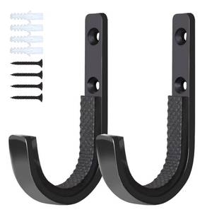 lot 61944 image: Gun Rack Wall Mount, Horizontal Shotgun Hooks Rifle Hangers for Any Rifles Shotguns and Archery Bow, Heavy Duty Steel (Black 1 Pair) - Retail $7