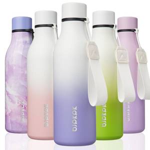 lot 61950 image: Insulated Water Bottles, 18 oz Stainless Steel Metal Water Bottle with Strap, BPA Free Leak Proof Jugs, Mugs, Flasks, Reusable Thermal Flasks for Sports & Travel, Lilac Elegance - Retail $15