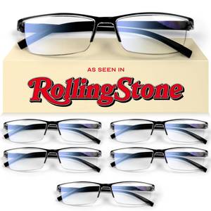 lot 61955 image: 6 pack 1.75 Executive Style Reading Glasses Men - Durable Readers with Blue Light Filtering- Comfortable Fit with TR90 Frames - Retail $20