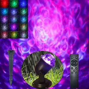 lot 61961 image: Christmas Halloween Outdoor Projector Lights, 15 Colors Water Wave Ocean Effect Night Light, Waterproof Yard Decorations With Remote and Timing - Retail $30