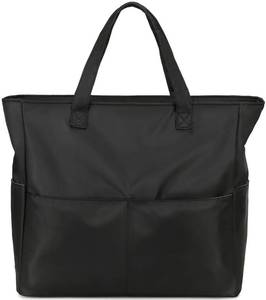 lot 61976 image: Large Beach Tote Bag Women Waterproof Sandproof Zipper Bag for Pool Gym Grocery Travel with Wet Pocket (Black) - Retail $23