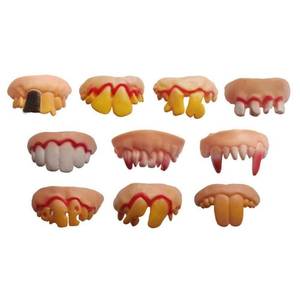 lot 61981 image: 12 Pcs Ugly Fake Halloween Vampire Fangs Teeth Halloween Decoration Theme Costume Party Favors Vampire Denture Teeth - Retail $8