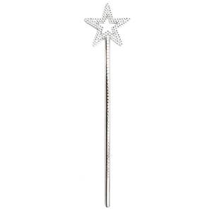lot 61990 image: Silver 13 Inches Star Wand Angel Wand Sticks Princess Wand Fairy Wand Plating Wand Silver Star Wands for Halloween, Christmas, Thanksgiving, Holiday Shows - Retail $4