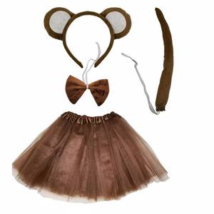 lot 61991 image: Monkey Costume Tutu Set, Animal Fancy Dress Costume Kit, Monkey Ear Headband Bowtie Tail Bow Tie for Halloween Cosplay Party Decoration - Retail $5