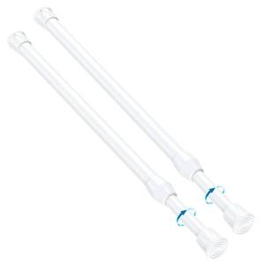 lot 61997 image: 2PCS Small Tension Curtain Rod 11 to 19 Inch, White Short Curtain Rods No Drilling,Loaded Expandable Spring Curtain Rods for Windows, Kitchen, Closet, Cupboard, Door, Bookshelf - Retail $10
