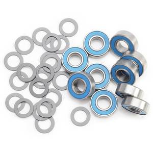 lot 62009 image: TRA Kit 5116 Ball Bearings, Blue Rubber Sealed 5x11x4mm (10) with 1985 PTFE-Coated Washers, 5x8x0.5mm (20) for Traxxas - Retail $10