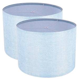 lot 62024 image: Lamp Shades Set of 2, Drum Lampshade for Table Lamps Floor Lamp, 13 Top X 13 Bottom X 10 High Blue Large Line Fabric Lamp Shades, Easy Assembly Replacement Lampshades - Retail $40