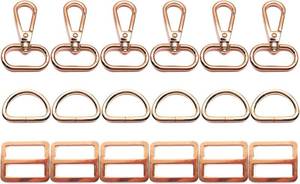 lot 2067 image: Swivel Hooks with D Ring and Tri-Glides Slide Buckle 18Pcs Metal Lanyard Swivel Clips Lobster Clasp Snap Hook for Purses Straps Handbag Making Hardware(Gold Buckle 1 inch)