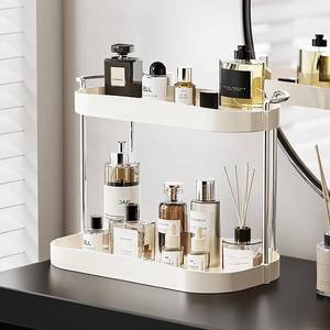 lot 2093 image: Bathroom Organizer Countertop - 2 Tier Perfume Organizer,Acrylic Vanity Tray,Skincare Makeup Organizer and Storage for Dresser White