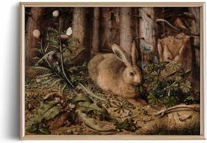 lot 2125 image: Vintage Rabbit Wall Arts - Spring Easter Bunny Poster Print - Modern Farmhouse Easter Egg Decoration for Bedroom Living Room - Ornament Craft Gift for Women - Rustic French Country Decor - Cottagecore