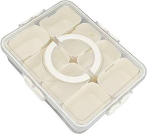 lot 2155 image: aqxreight Sectioned Serving Platter, Divided Tray with Lid and Handle for Home Picnic, 8 Compartments, Multifunctional Airtight Plastic Seasoning Platter, for Snacks, Nuts, Dried