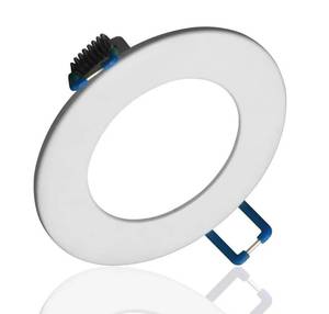 lot 2162 image: Nicor Lighting DLE3 White 340-Lumen Soft White Round Dimmable LED Canless Damp Rated Recessed Downlight