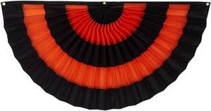 lot 2179 image: Halloween Nylon Pleated Fan - 2 20 Fully Sewn Black & Orange Stripe Flag Bunting for Seasonal Festive D cor