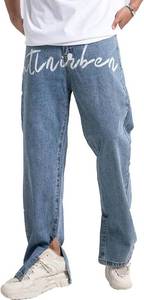 lot 2181 image: Mens Baggy Jeans Y2K Vintage Gothic Alphabet Print Jeans Black Denim Pants Wide Leg Pants Streetwear Size 36 XL