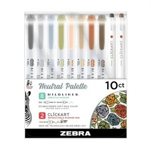 lot 2212 image: Zebra Pen Mildliner Double-Ended Creative Highlighter Set, Neutral Palette 10-Pack