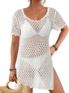 lot 2249 image: Bsubseach Bathing Suit Cover Up for Women Hollow Out Crochet Coverups Beach Dress Vacation Outfits XL