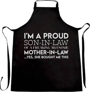 lot 2264 image: LimeSky Proud Son In Law Of A Freaking Awesome Mother In Law - mother in law Mom Dad Aprons Black Apron - 1Size fits all Men Women T-Shirt