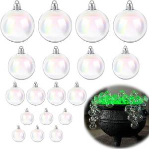 lot 2270 image: 18 PCS Iridescent Ornaments Balls 4 Size Clear Plastic Christmas Ornament Christmas Clear Balls Halloween Decor for DIY Craft Baubles Pot Cauldron,Witch Brew Pot,Halloween Decorations,Xmas Tree Decor