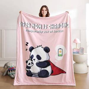 lot 2272 image: weigelia Mom is Charging Blanket - Pink Soft Fleece Throw Blanket Gift for Mom, Cozy Throw for Women, Couch Blanket for Christmas, Birthday, Mother s Day, 50x60