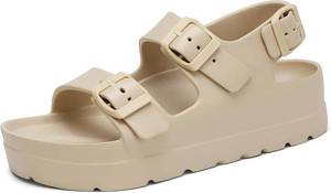 lot 2279 image: SOSOWHLTE Womens Platform Sandals with Arch Support - 3 Adjustable Straps Summer Beach Sandals, Lightweight & Slip-Resistant 6.5-7