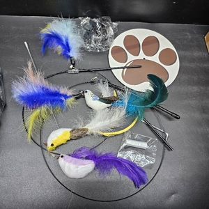 lot 2287 image: Interactive Cat Feather Wand Toy Set   Bird & Feather Teaser