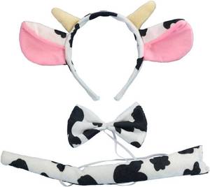 lot 2302 image: Kirei Sui Kids Dairy Cattle Milk Cow Headband Bowtie Tail Costume