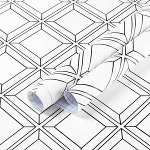 lot 2354 image: Heroad White Peel and Stick Wallpaper White and Black Contact Paper Geometric Modern Wall Paper for Nursery Room Bedroom Bathroom Cabinets Vinyl Roll Self-Adhesive Waterproof 17.3  x 78.7