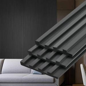 lot 5002 image: Gaahing Peel and Stick 3D Wall Panel, Flexible Acoustic Slat for Interior Wall Decor, Finish Accent Molding Trim (9.8ft x 5.9in, Black)