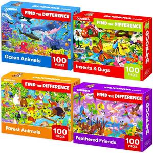lot 5008 image: QUOKKA 100 Piece Puzzles for Kids Ages 4-6   3 Jigsaw Puzzles for Kids Ages 6-8   Search and Find Game with Ocean Forest Animals for Childrens 5-8   Learning Educational Toys for Boys and Girls 8-11