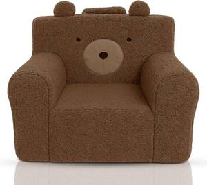 lot 5027 image: Toddler Sofa, Plush Teddy Bear Design,Dark Brown, Polyester Fabric, 25x22.4x20.1 Inches, for Kids Ages 1-5, Nursery and Playroom (Dark Brown)